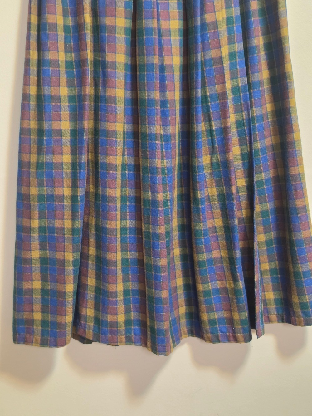 Vintage Viyella Plaid Maxi Skirt in Blue & Green - Classic Women's Skirt - Picture 3 of 9